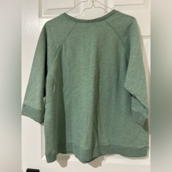 Blair basic 3/4 sleeve sweatshirt fleece green heathered women’s size L shirt - Picture 2 of 4